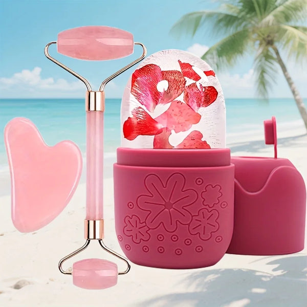 3-in-1 Ice Face Roller & Gua Sha Set